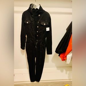 Black Half button up Jumpsuit Size 4/S